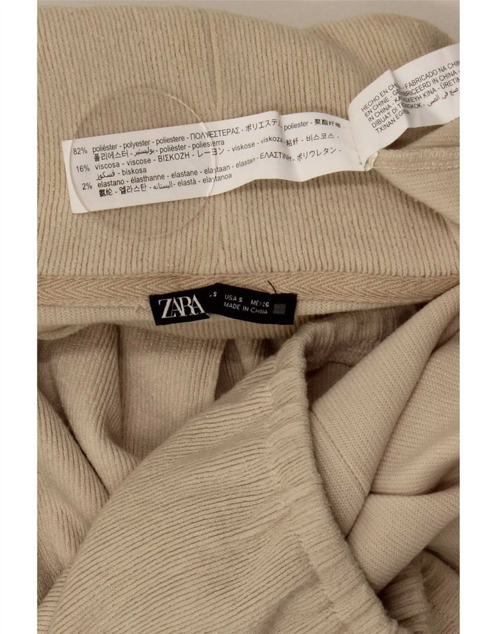 Zara Mujer Oversize Roll Neck Jumper Sweater UK 10 Small Beige Poliéster