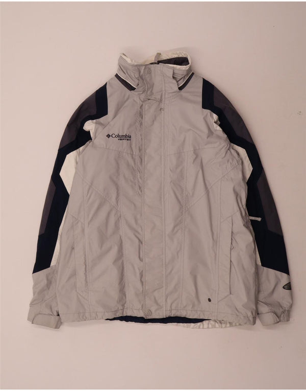 Columbia Chaqueta cortavientos para hombre UK 40 Large Gris Colorblock Nylon