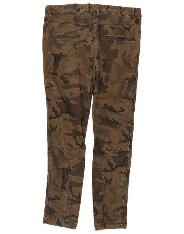 Zara Mens Slim Chino Pantalones EU 42 Large W32 L30 Marrón Camuflaje Algodón