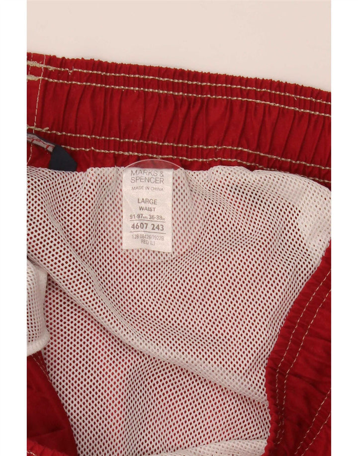 Marks & Spencer Bañador para hombre, talla grande, poliéster rojo