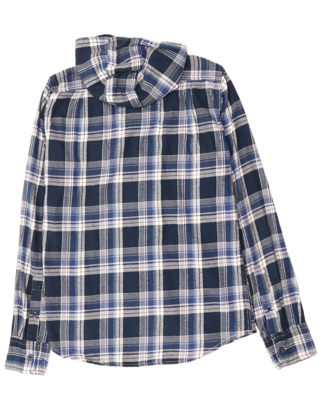 SUPERDRY Hombre Camisa De Franela Con Capucha De Algodón A Cuadros Azul Medio