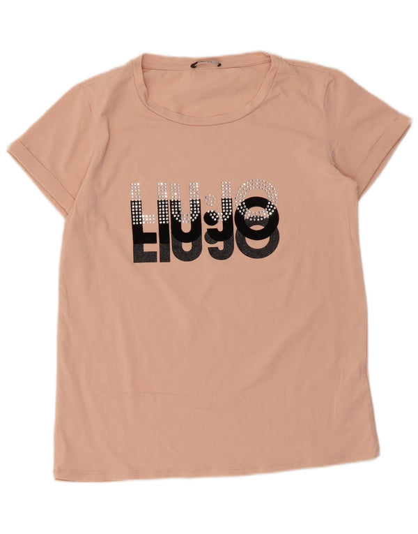 Liu Jo Camiseta gráfica para mujer Top UK 10 Small Pink Cotton