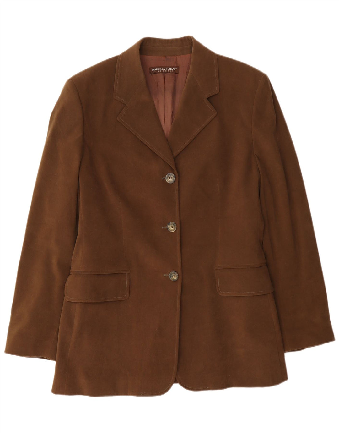 Mariella Burani Chaqueta tipo blazer de 3 botones para mujer EU 40 Marrón medio