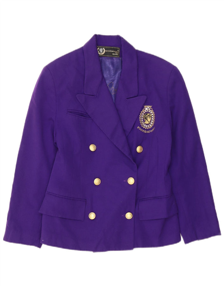 ROCCOBAROCCO Chaqueta tipo blazer con doble botonadura para mujer IT 42 Púrpura mediano