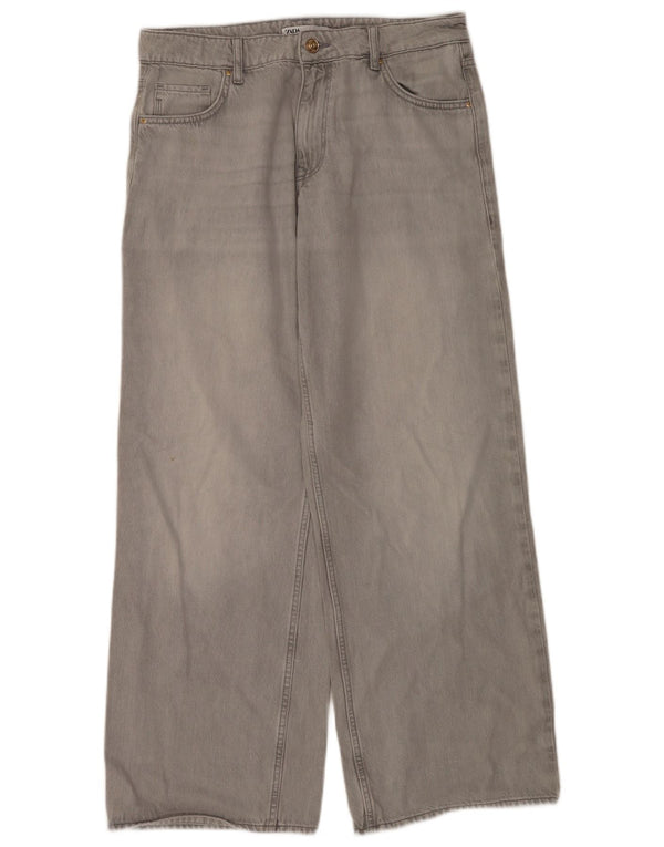 Zara Jeans De Pierna Ancha Para Mujer EU 38 Small W28 L32 Algodón Gris