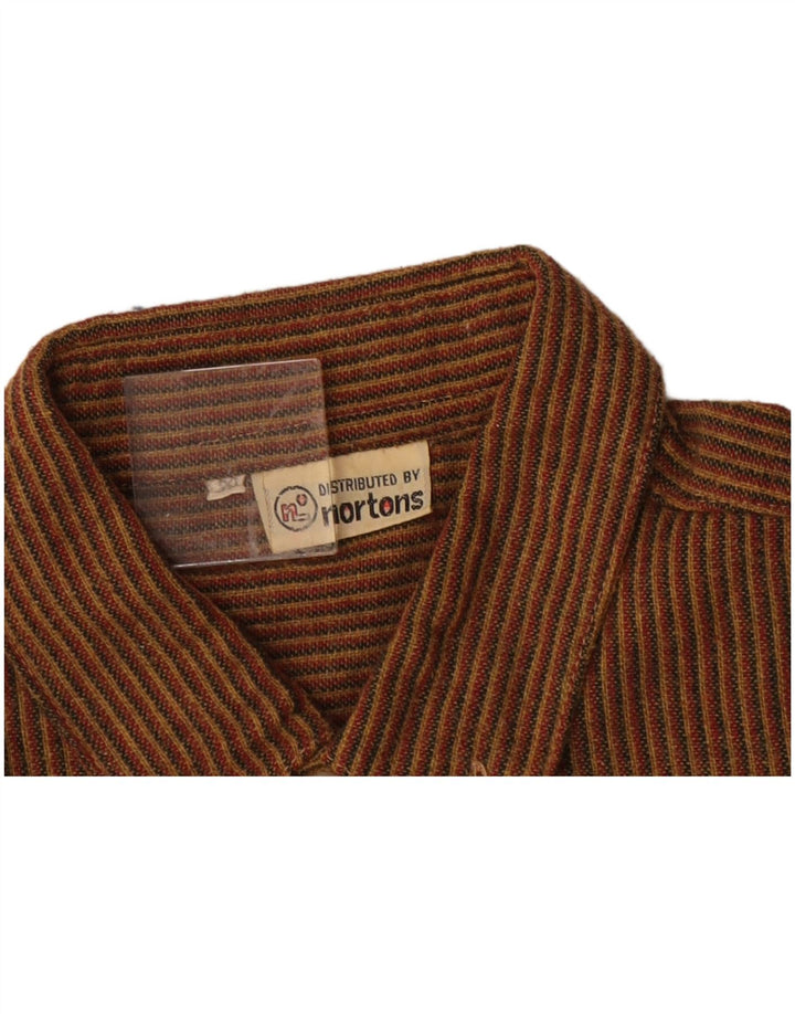 NORTONS Camisa de franela para hombre IT 50 Medium Brown Pinstripe