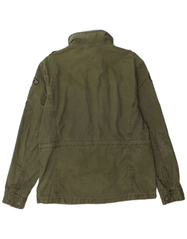 SUPERDRY Chaqueta militar con estampado desgastado para hombre UK 44 2XL Algodón caqui