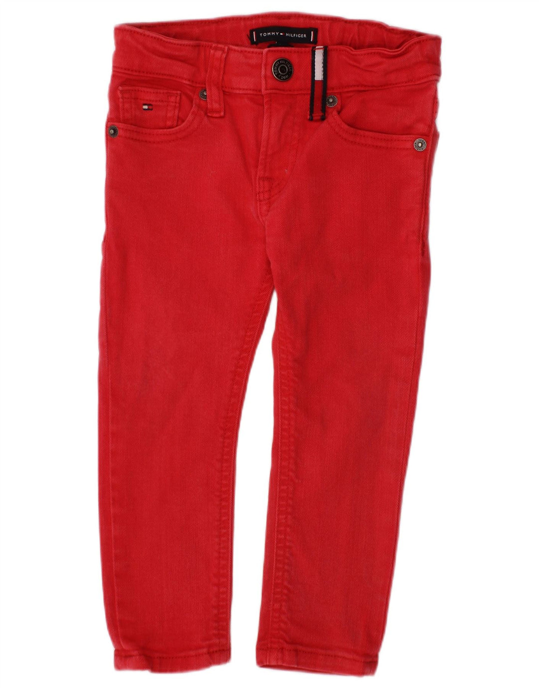TOMMY HILFIGER Boys Slim Jeans 2-3 Years W20 L12 Red Cotton