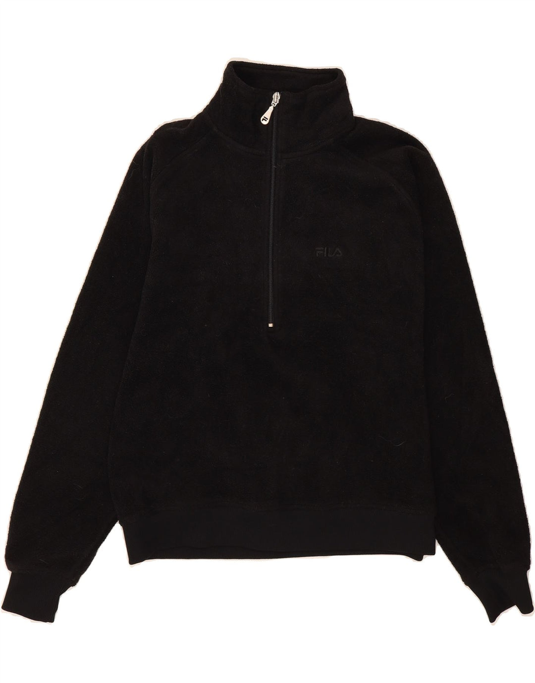 FILA Womens Zip Neck Fleece Jumper IT 44 Medium Black Vintage Fila and Second-Hand Fila from Messina Hembry 