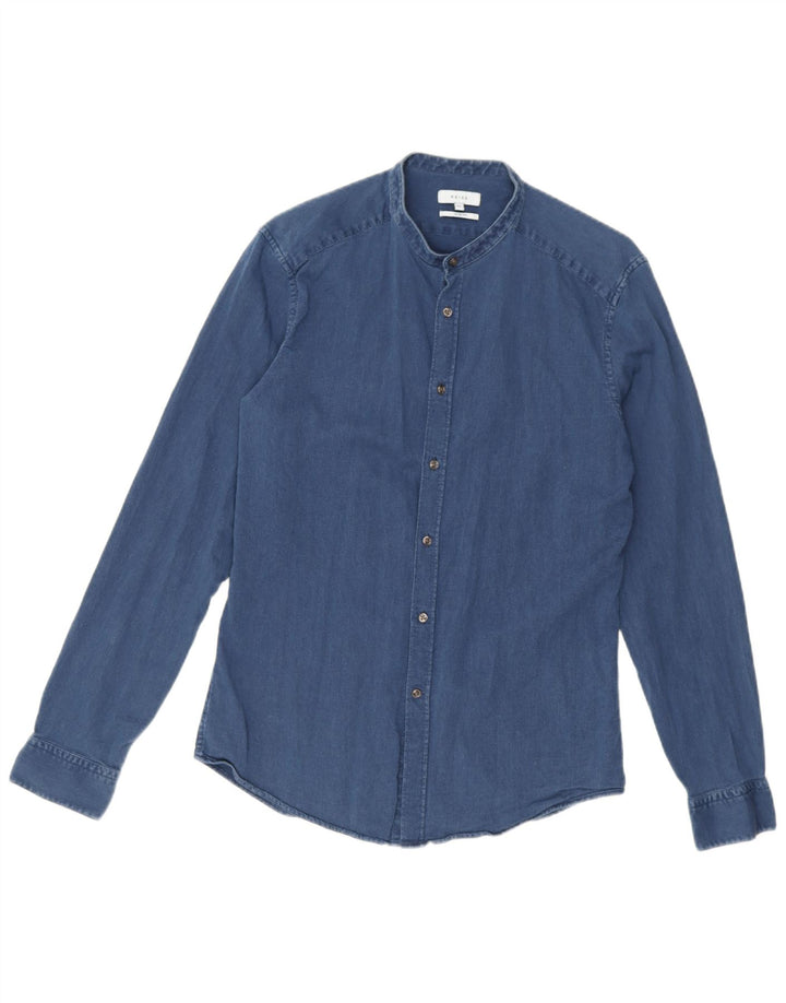 Camisa Reiss Slim Fit De Algodón Azul Medio |