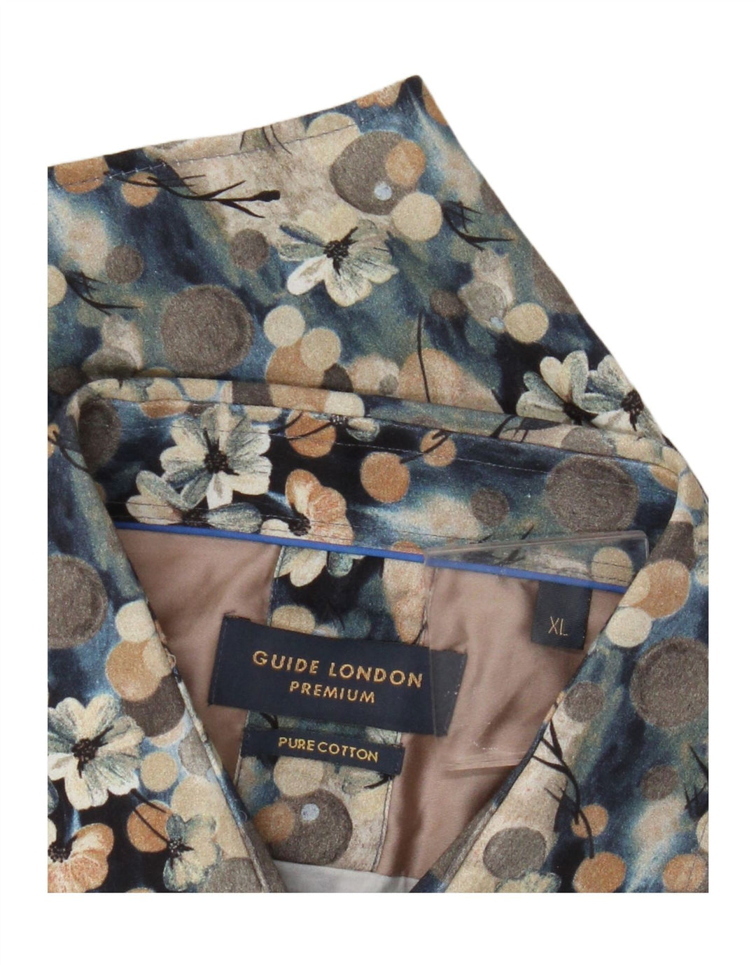 Guide London Camisa para hombre XL Algodón floral azul