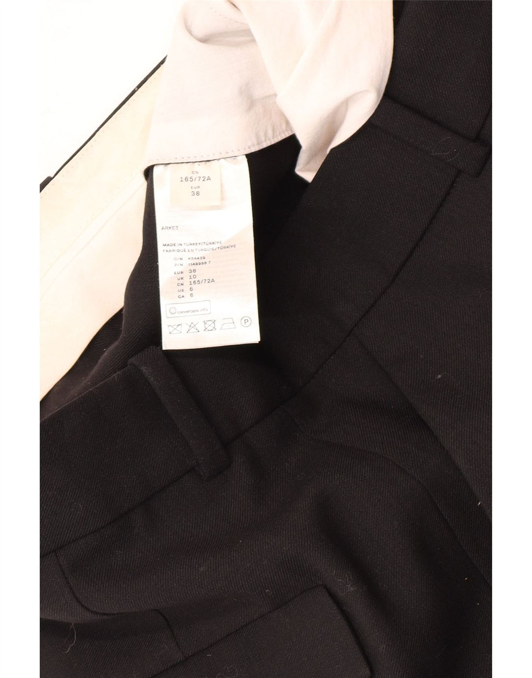 Vintage mujer traje recto pantalones EU 38 Medio W28 L30 Poliéster negro