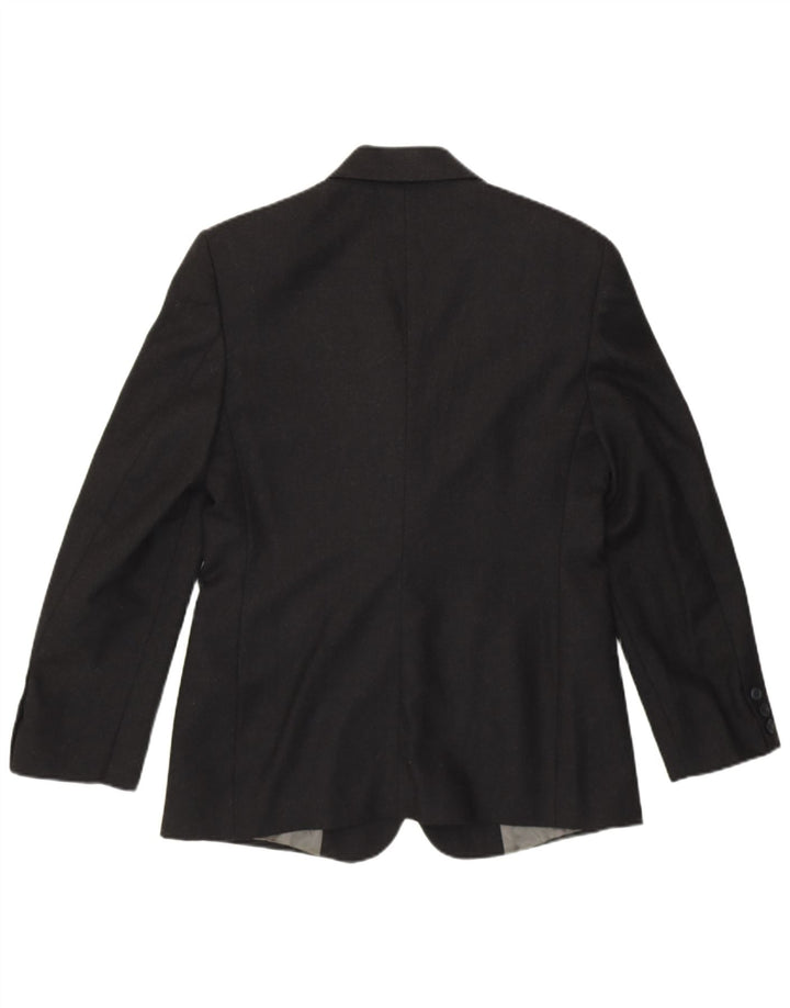 BENETTON Chaqueta Blazer de 2 Botones para Mujer IT 42 Mediana Negra Lana Nueva