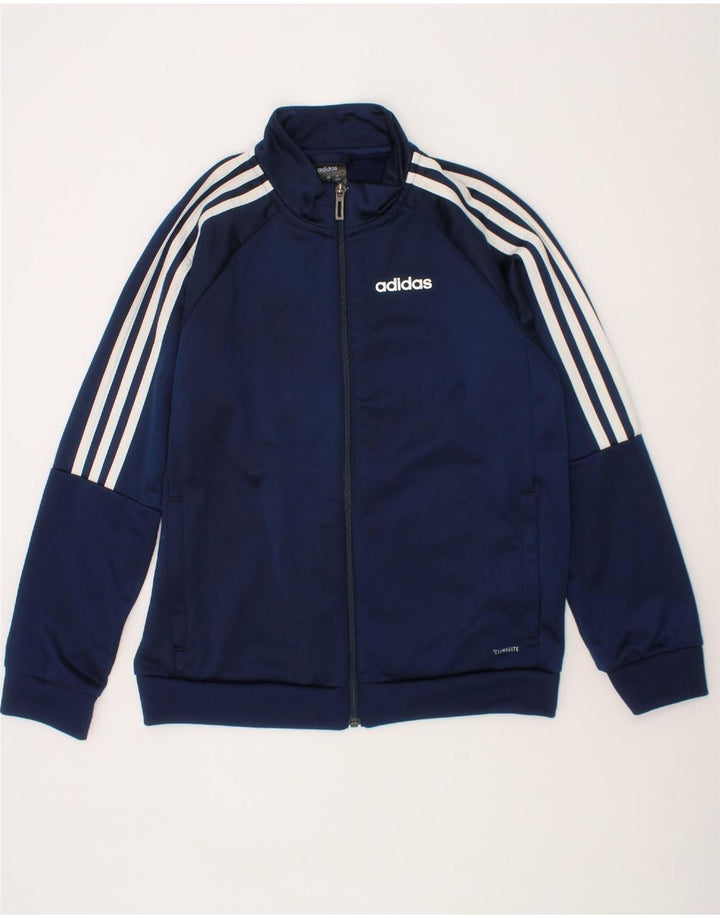 ADIDAS Boys Climalite Tracksuit Top Jacket 9-10 Years Navy Blue Polyester Vintage Adidas and Second-Hand Adidas from Messina Hembry 