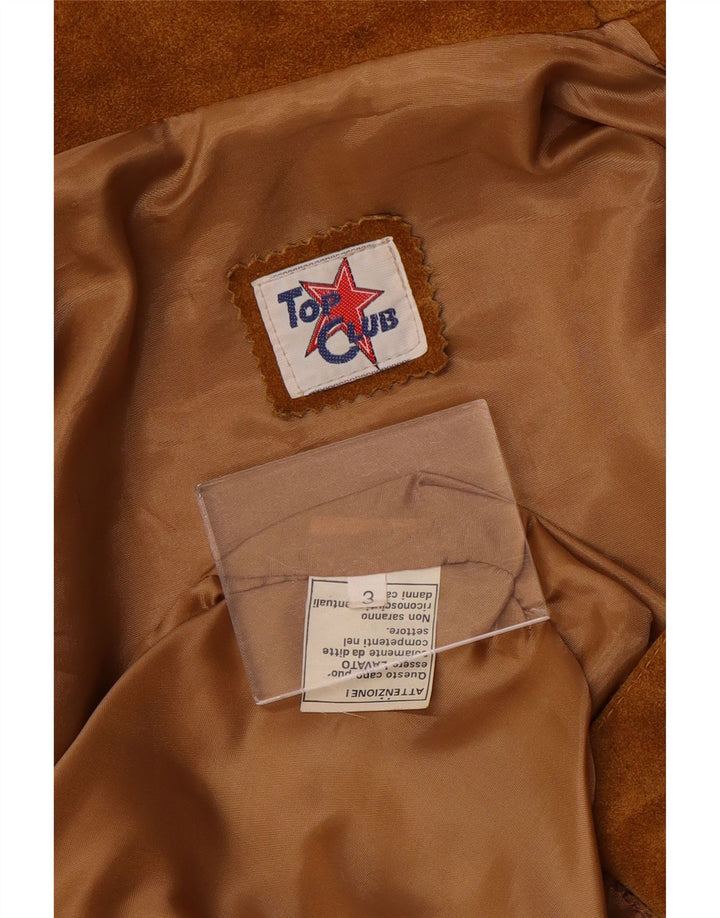 Vintage mujer ante chaqueta Reino Unido 16 grande marrón cuero retro