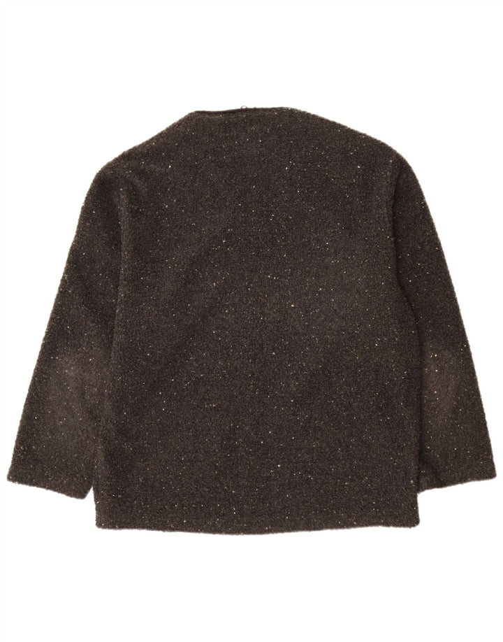 Vintage mujer Cardigan suéter Reino Unido 18 XL gris moteado poliéster