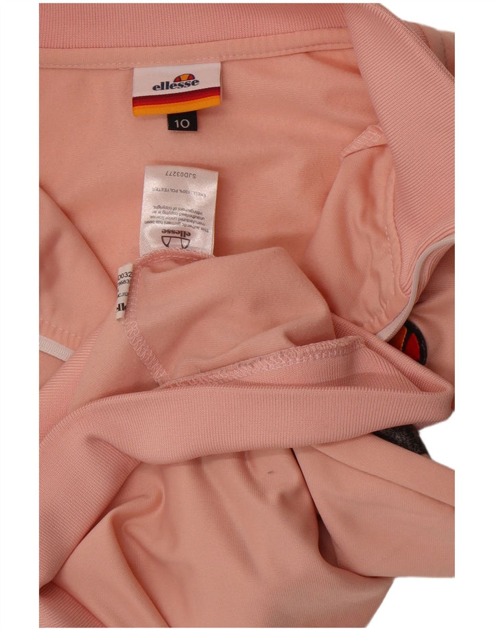 Ellesse Mujer Crop Chándal Top Chaqueta UK 10 Pequeño Poliéster A Rayas Rosa