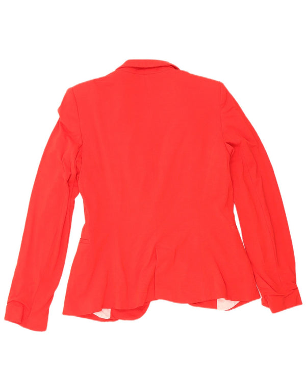 Zara Chaqueta Blazer De 1 Botón Para Mujer UK 42 Acetato Rojo Mediano