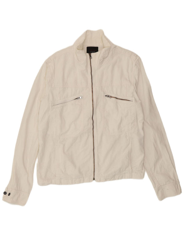 Zara Mens Utility Jacket UK 42 XL Blanco Poliéster
