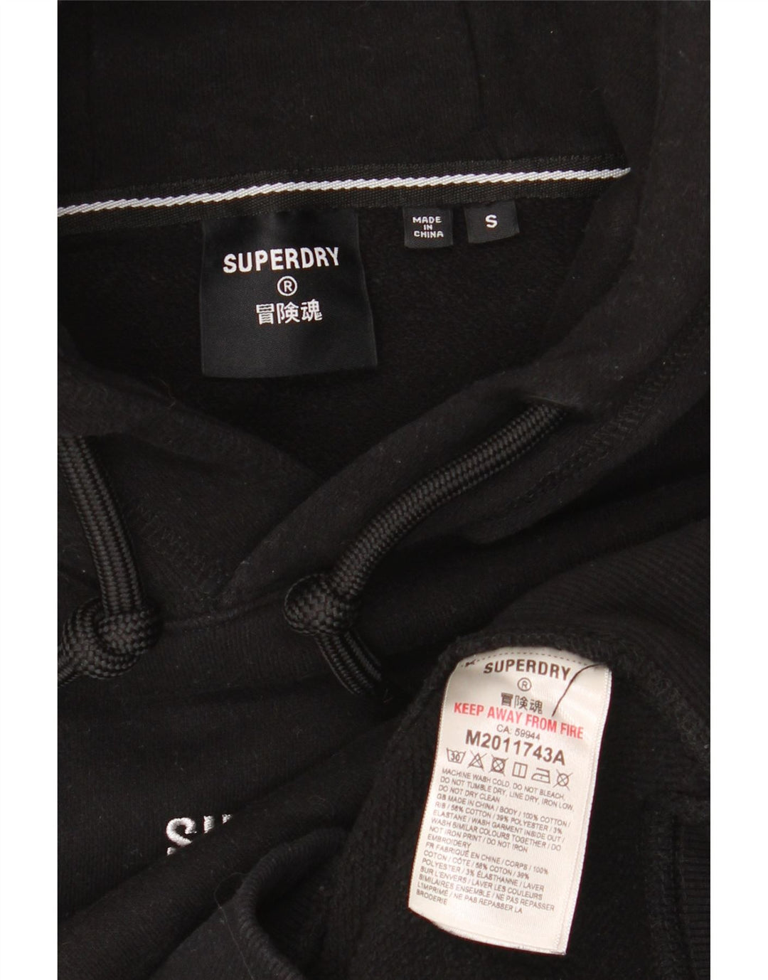 SUPERDRY Jersey con capucha holgado para hombre, talla pequeña, algodón negro