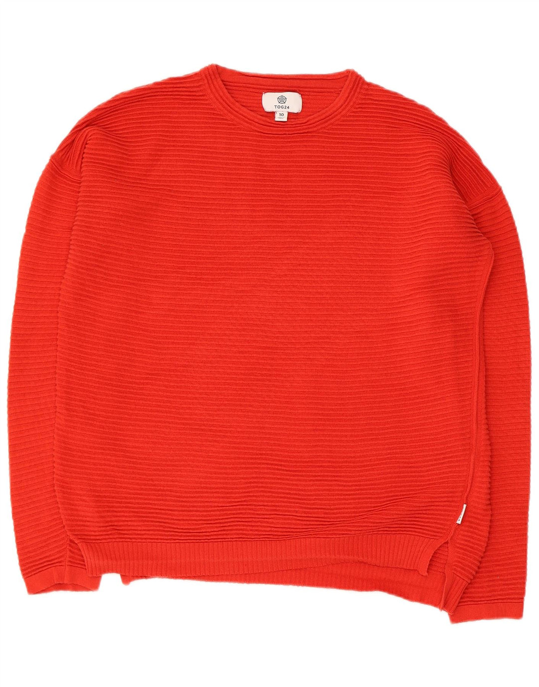 Tog 24 Jersey de mujer con cuello redondo y cuello redondo, talla 40, talla pequeña, color rojo