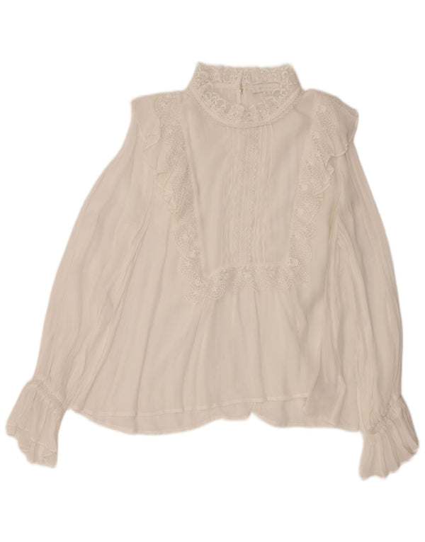 Eri + Ali Blusa de manga larga para mujer UK 44 Viscosa blanca mediana