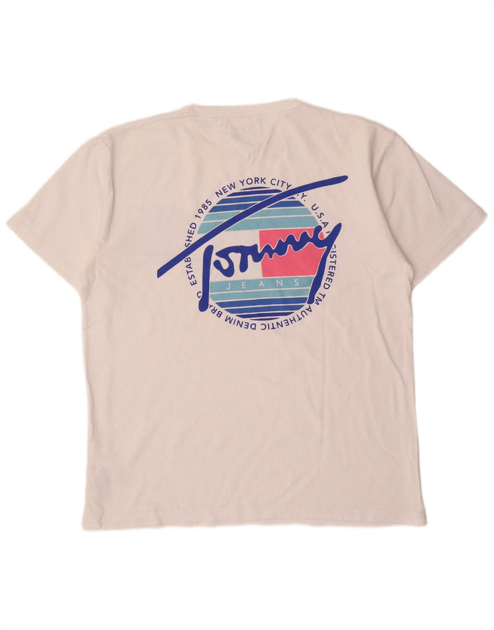 TOMMY HILFIGER Camiseta gráfica para hombre Top grande de algodón blanco