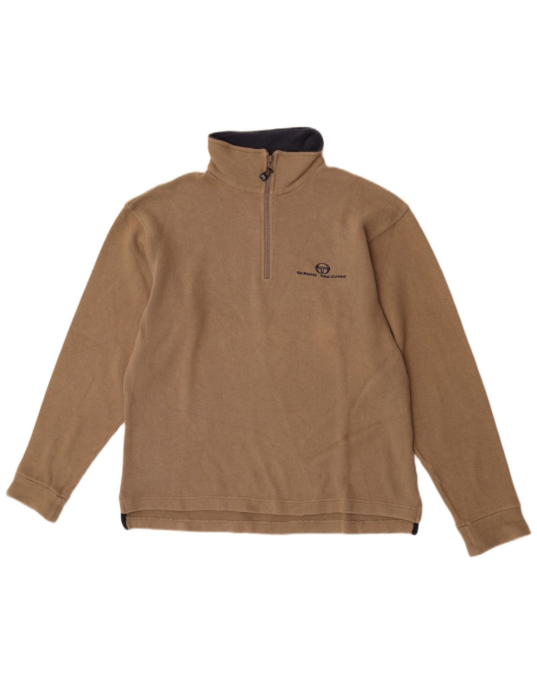 Sergio Tacchini Hombre Sudadera Con Cremallera Y Cuello Jersey De Algodón Beige Medio