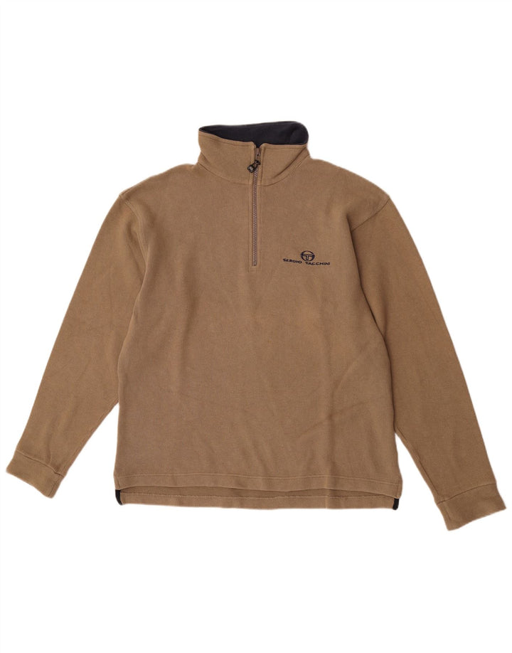 Sergio Tacchini Hombre Sudadera Con Cremallera Y Cuello Jersey De Algodón Beige Medio