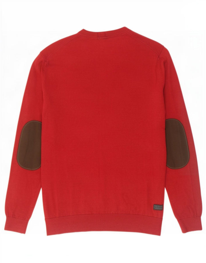 Hugo Boss Hombre Jersey de corte estándar con cuello en V y diseño colour block en rojo medio