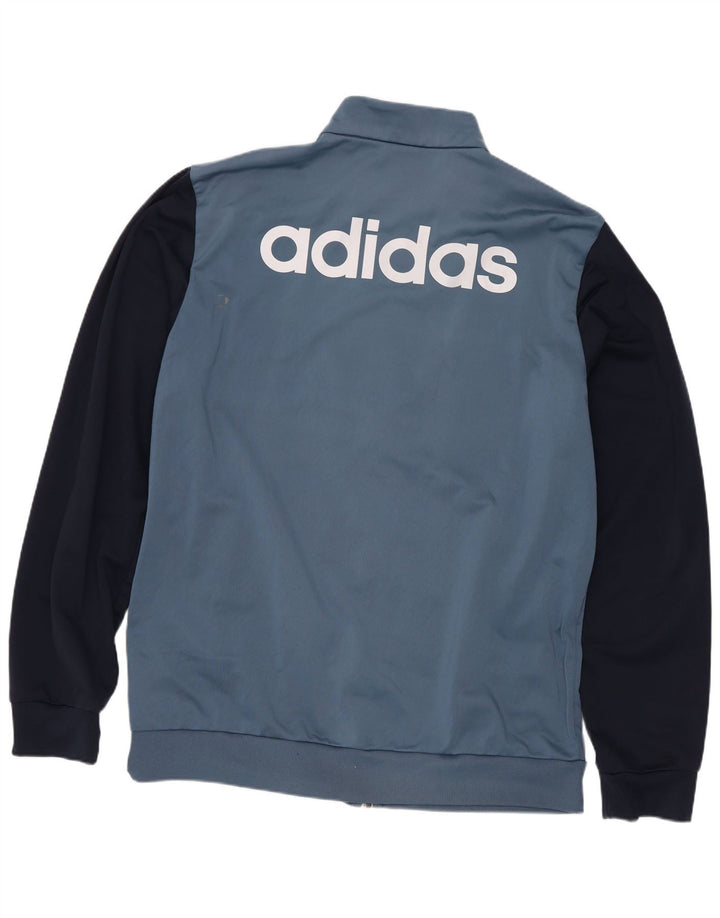 Adidas Hombre Gráfico Chándal Top Chaqueta Grande Azul Colorblock Poliéster