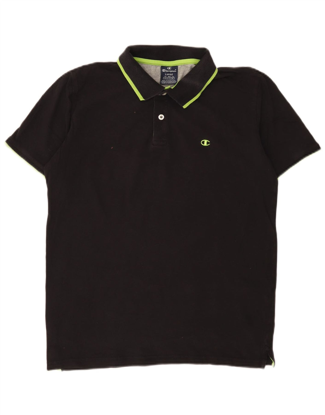 CHAMPION Polo para hombre grande de algodón negro