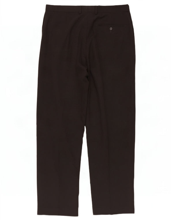 Marks & Spencer Pantalón de traje con pinzas para hombre W34 L31 Poliéster negro