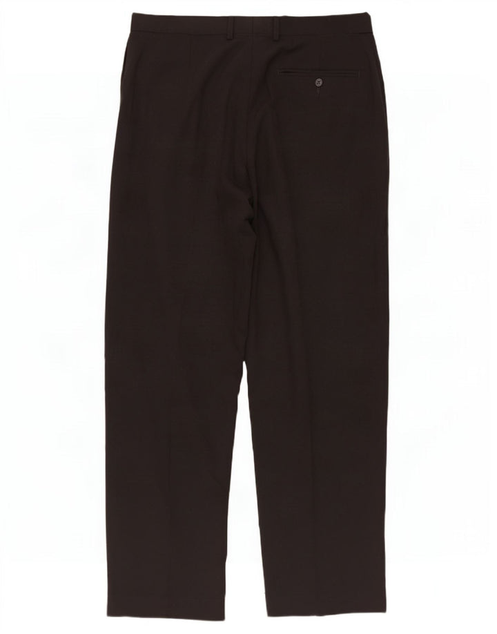 Marks & Spencer Pantalón de traje con pinzas para hombre W34 L31 Poliéster negro