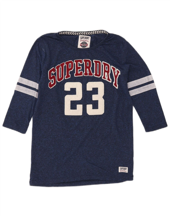 SUPERDRY Top gráfico para mujer manga 3/4 UK 2 2XS Azul marino Poliéster