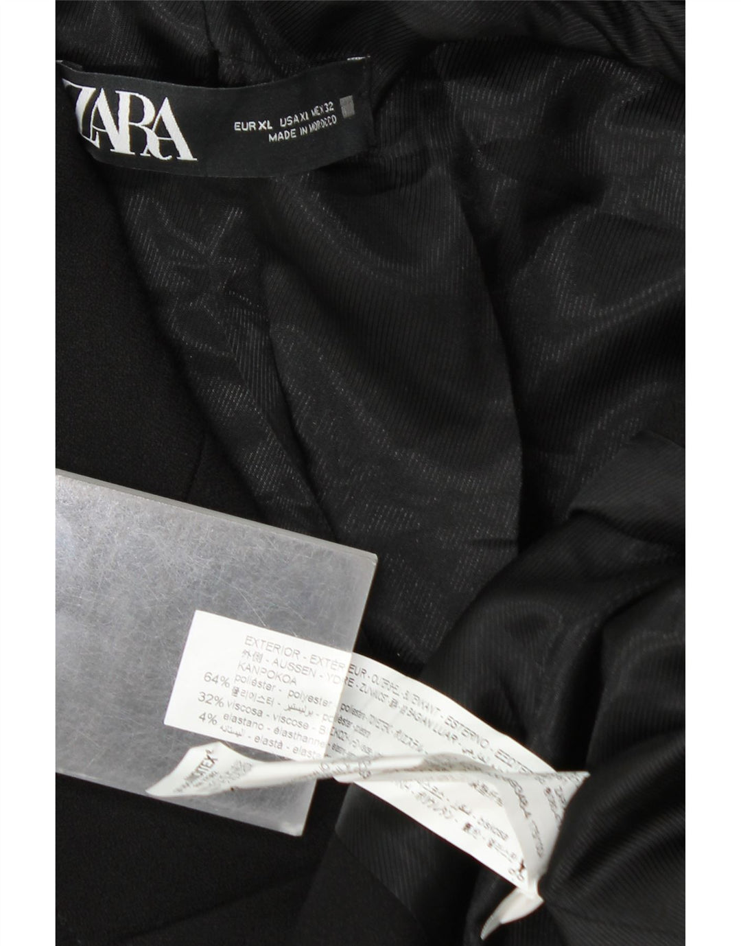 ZARA Mujer Chaqueta Blazer Cruzada ES 40 XL Poliéster Negro