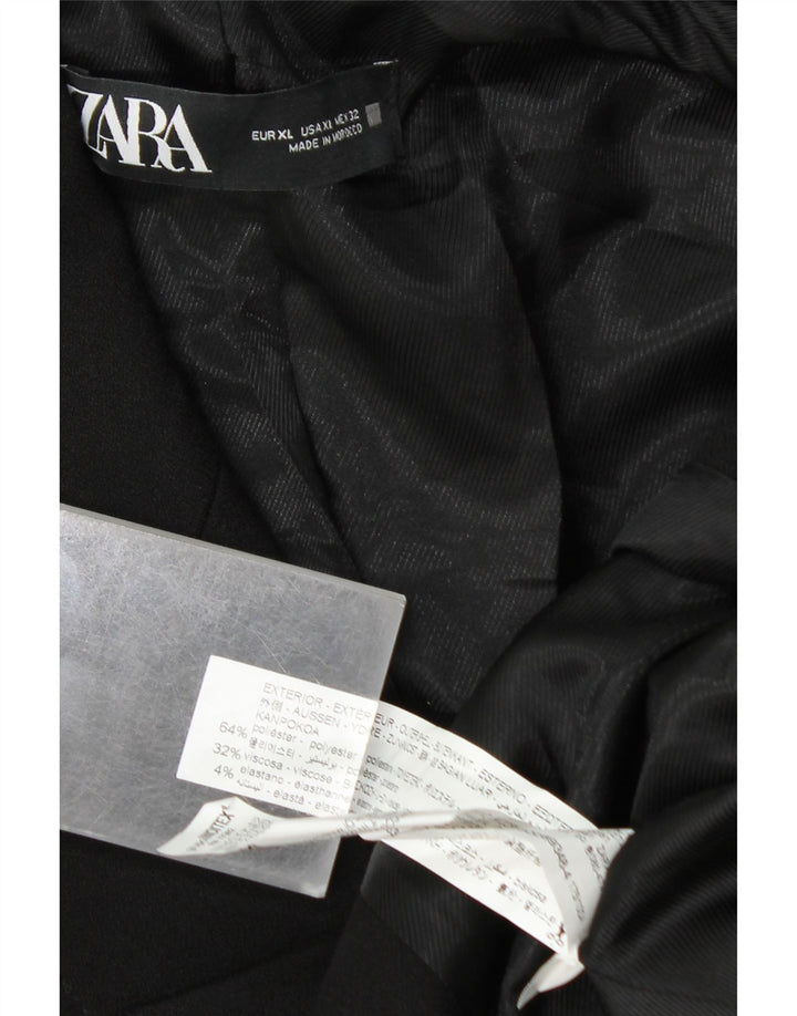 ZARA Mujer Chaqueta Blazer Cruzada ES 40 XL Poliéster Negro