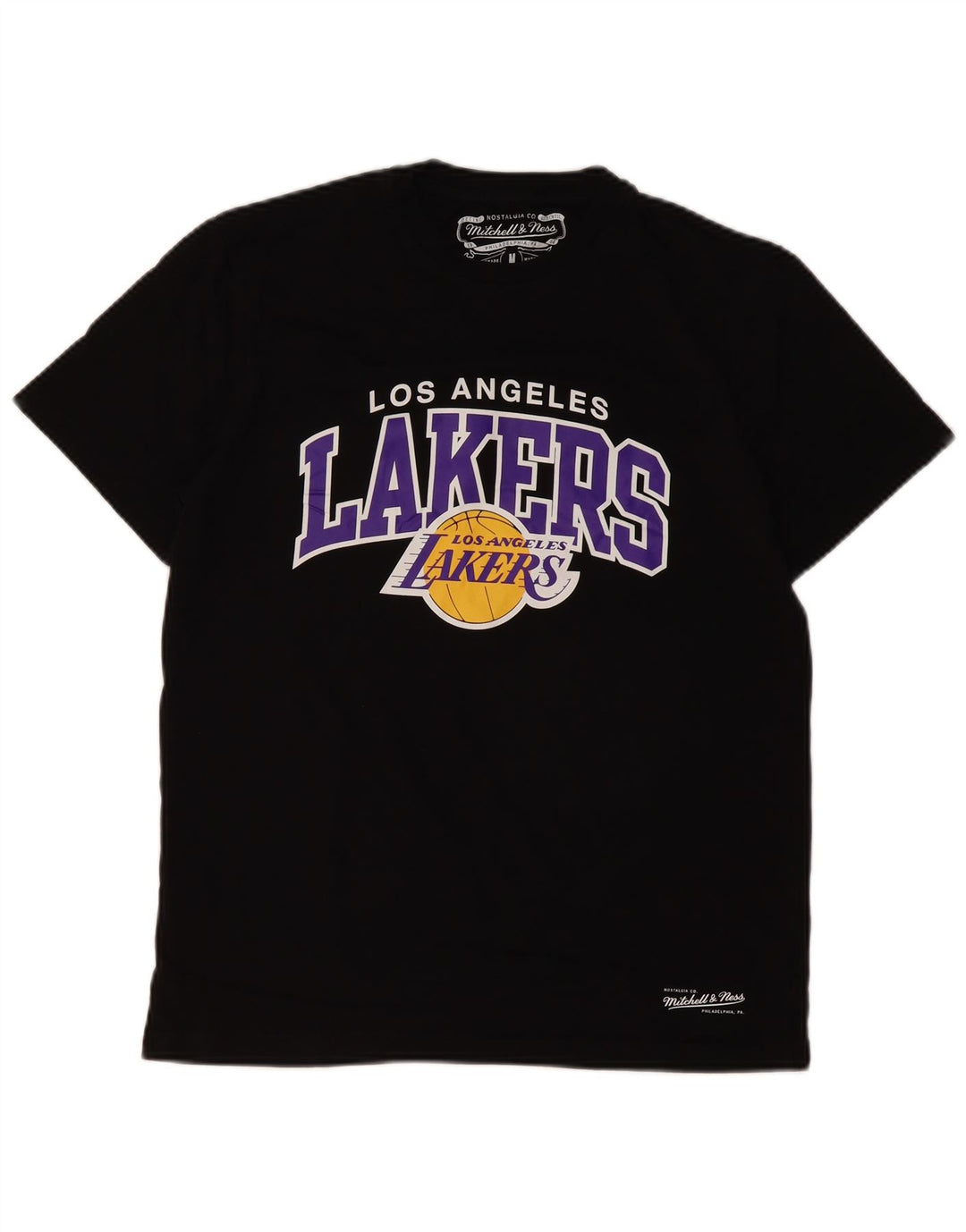 MITCHELL & NESS Camiseta gráfica de Los Angeles Lakers para hombre, talla mediana, negra