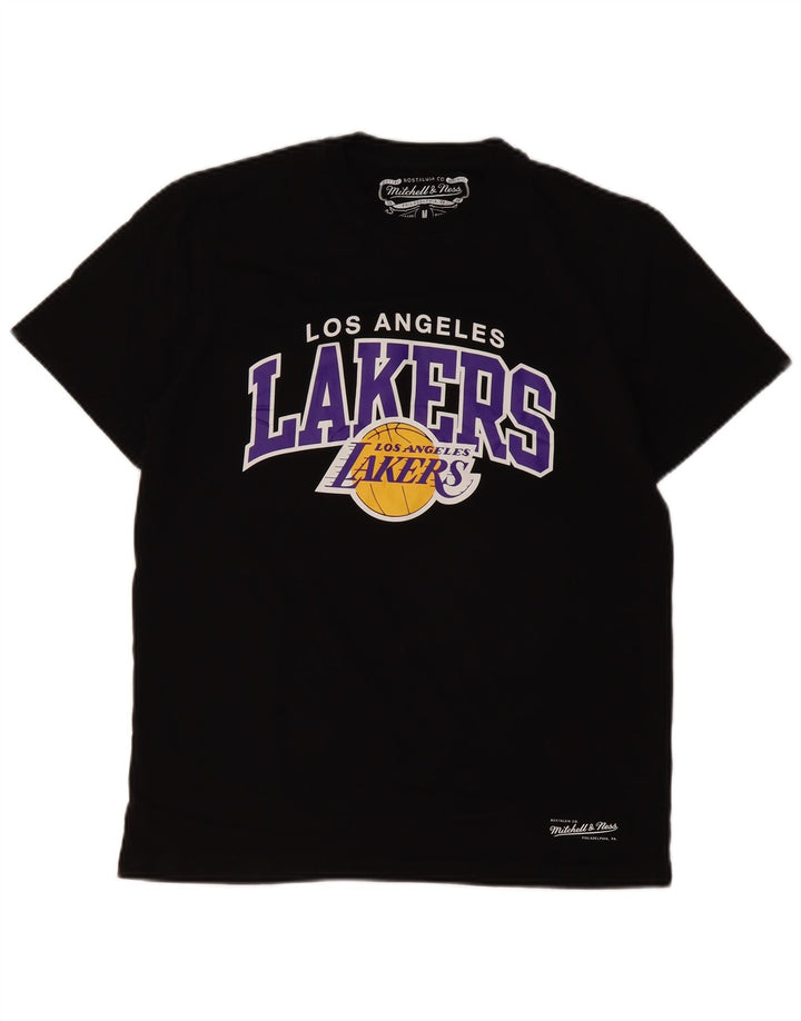 MITCHELL & NESS Camiseta gráfica de Los Angeles Lakers para hombre, talla mediana, negra