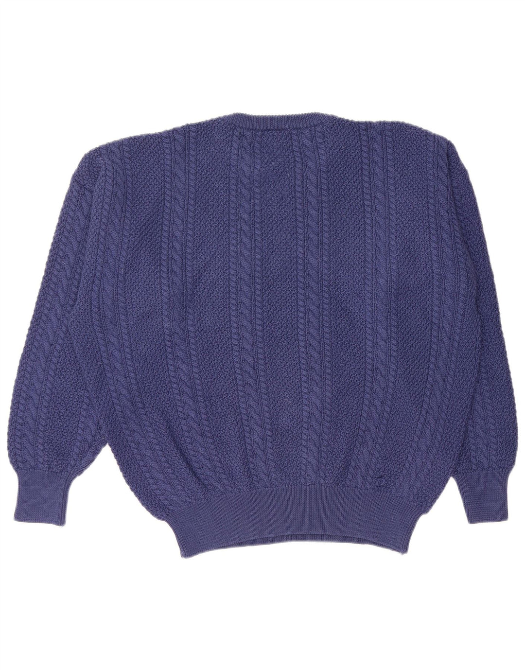 VINTAGE Jersey de cuello redondo para hombre XL Lana virgen azul marino