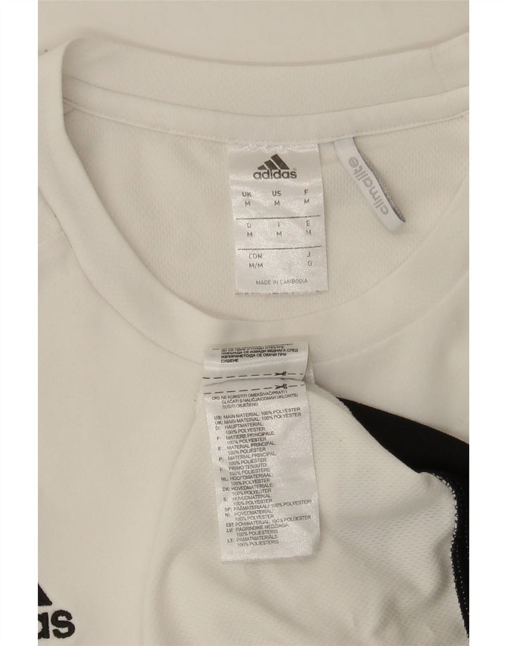 ADIDAS Mens Climalite T-Shirt Top Medium White Colourblock Polyester Vintage Adidas and Second-Hand Adidas from Messina Hembry 