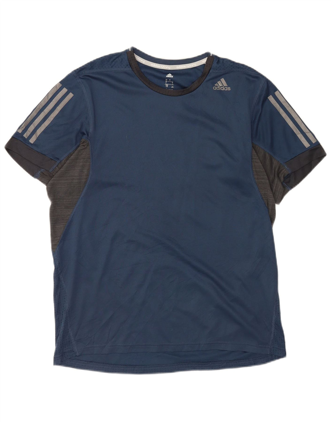 Adidas Mens Climacool Camiseta Top Grande Azul Marino Rayas Poliéster