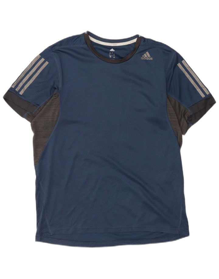 Adidas Mens Climacool Camiseta Top Grande Azul Marino Rayas Poliéster