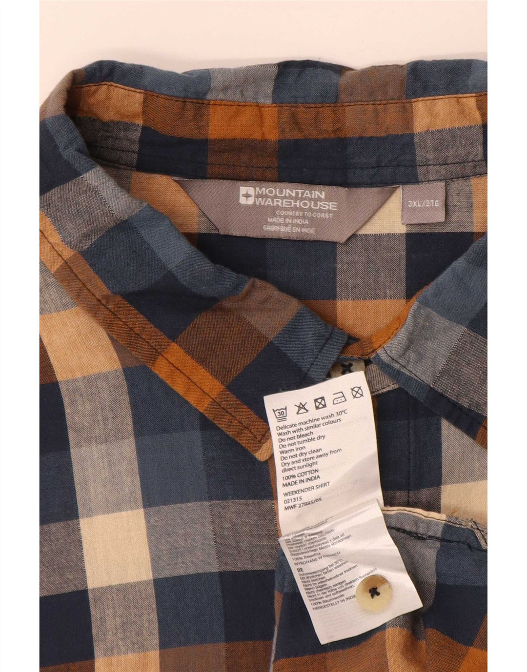 Camisa de manga corta para hombre Mountain Warehouse 3XL Algodón a cuadros multicolor