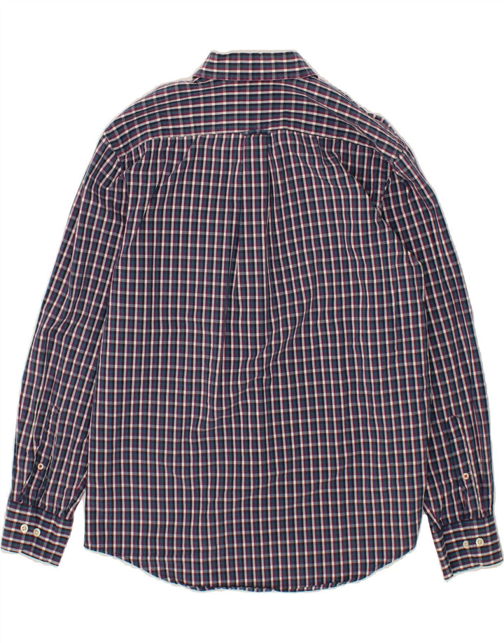 IZOD Mens Shirt Medium Navy Blue Check Cotton Vintage Izod and Second-Hand Izod from Messina Hembry 