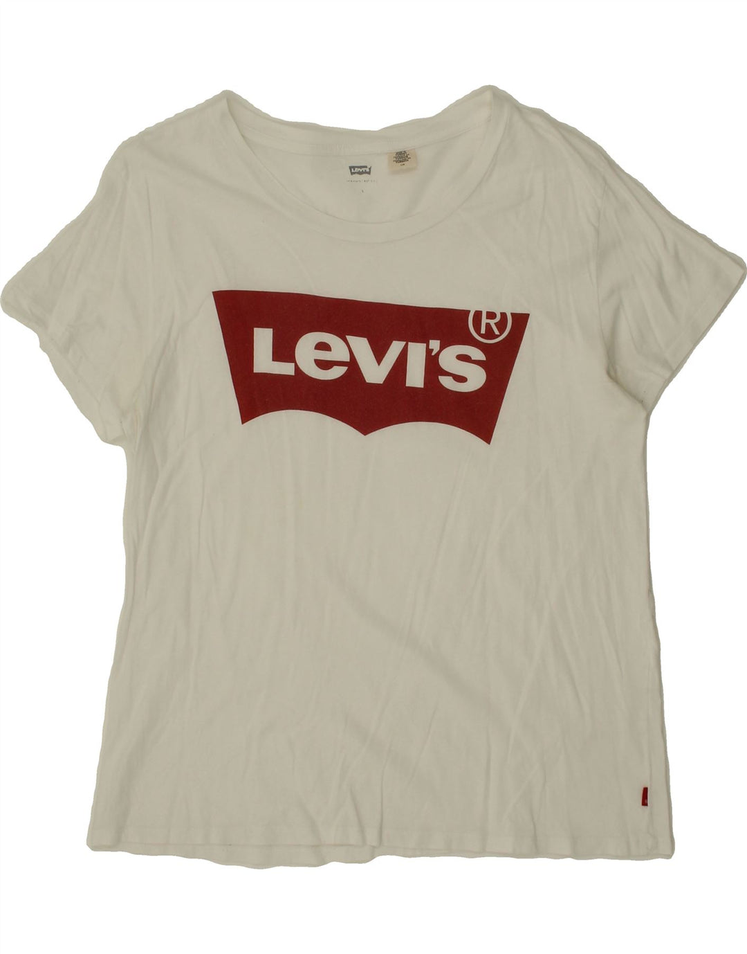 LEVI'S Womens Graphic T-Shirt Top UK 16 Large White Vintage Levi's and Second-Hand Levi's from Messina Hembry 
