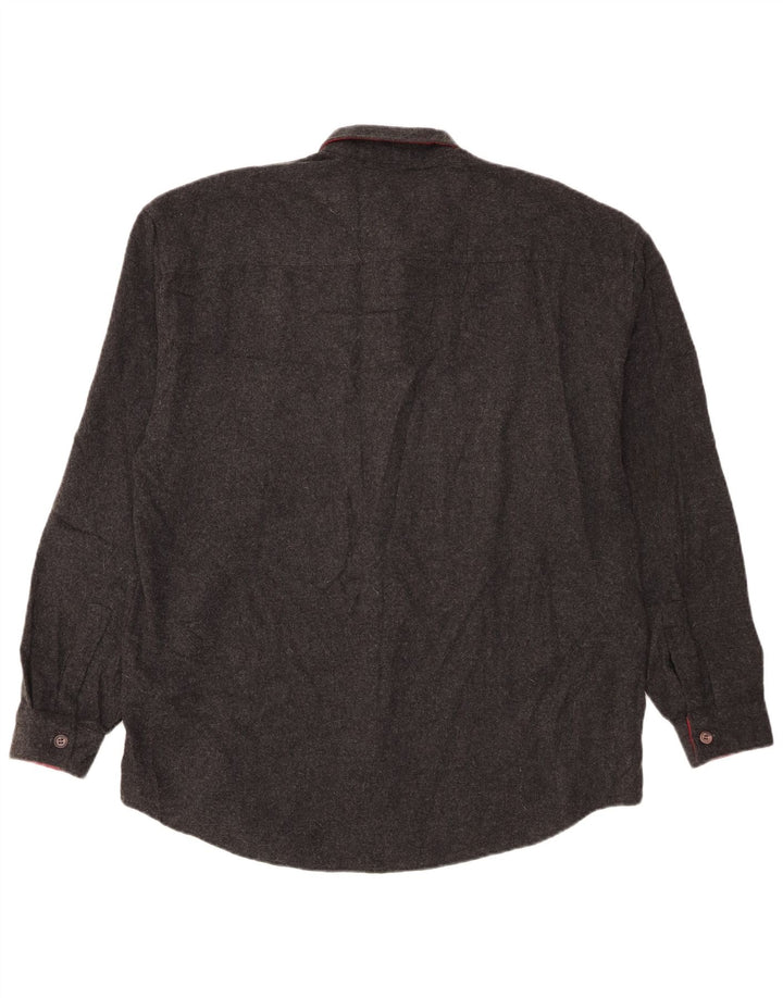 Vintage hombres franela camisa grande algodón negro
