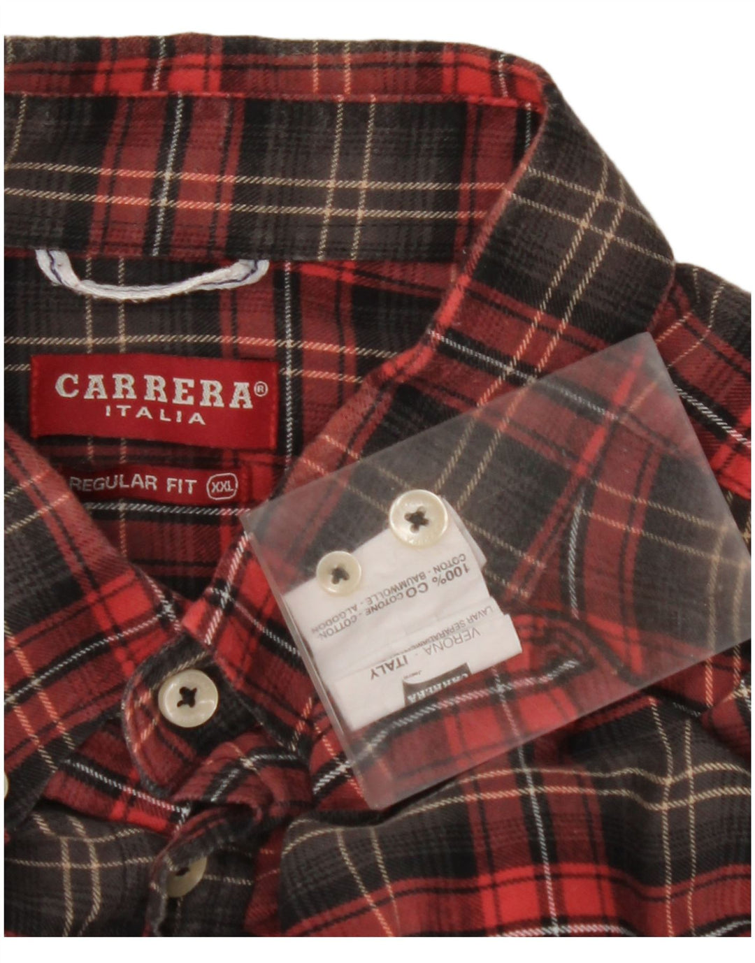 CARRERA Camisa de franela de ajuste regular para hombre 2XL Algodón a cuadros rojos