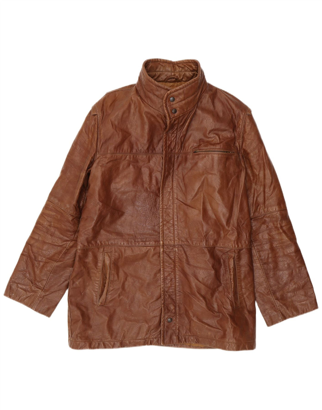 VINTAGE Chaqueta de cuero para hombre Reino Unido 38 Marrón medio