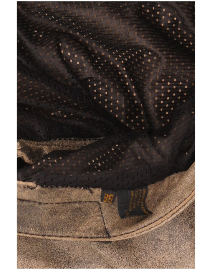 MODEKA Pantalones Biker para Hombre Talla 58 3XL W36 L31 Cuero Gris Tie Dye